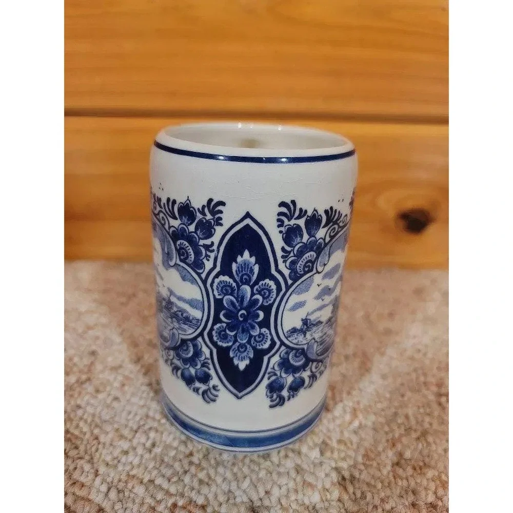 Pair OfDelft Blue Hand Painted Heineken Windmill Beer Tankard Stein Mug Holland - Picture 7 of 10